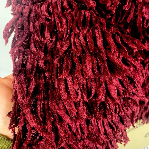 ZARA Maroon Red Shaggy Cropped Batwing Sweater Small - Picture 2 of 4